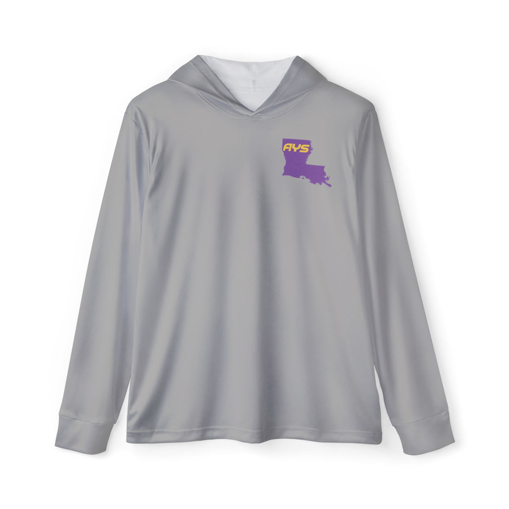 Lt Grey with Purple Louisiana AYS Men's Sports Warmup Hoodie (AOP)