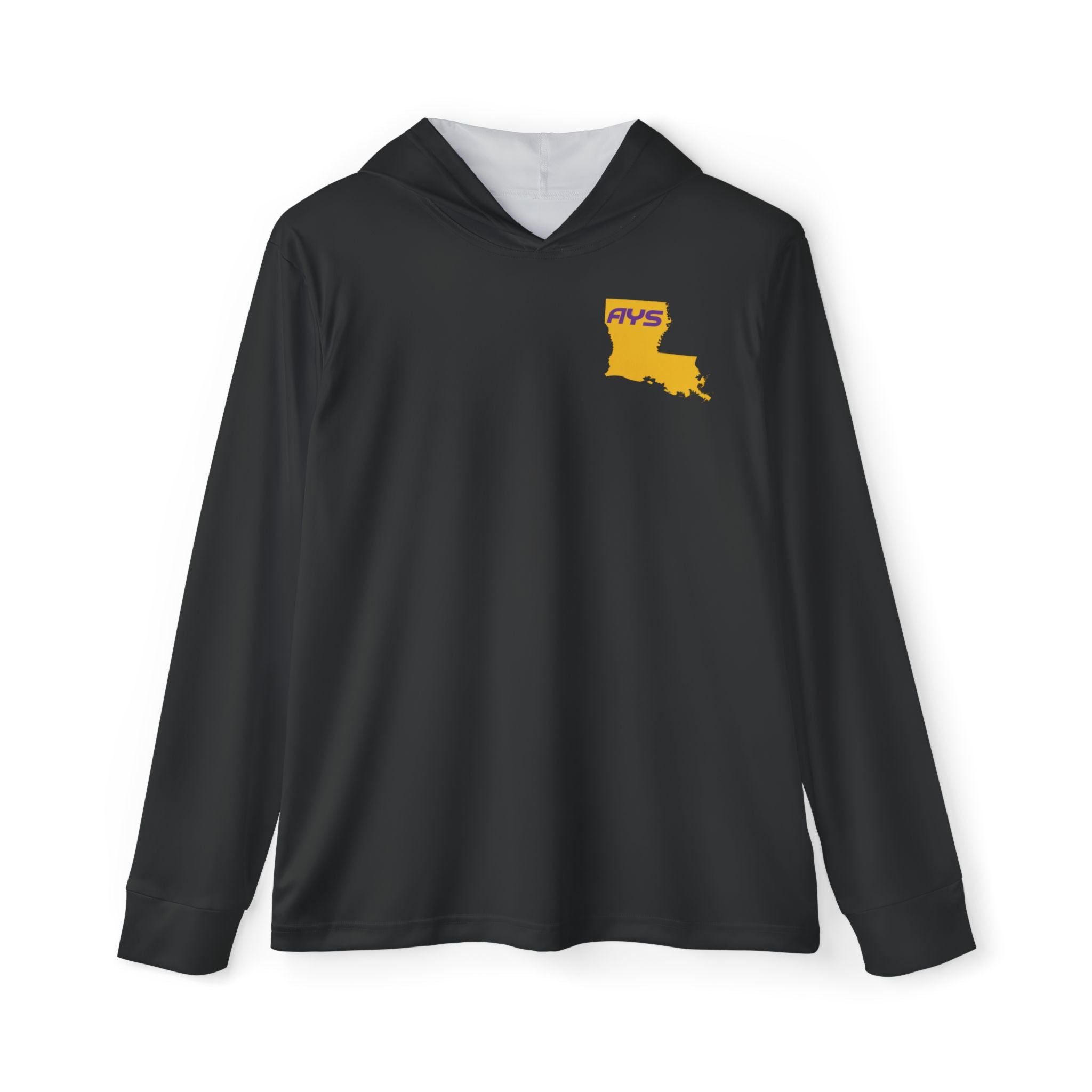 Black with Gold Louisiana AYS Men's Sports Warmup Hoodie (AOP)