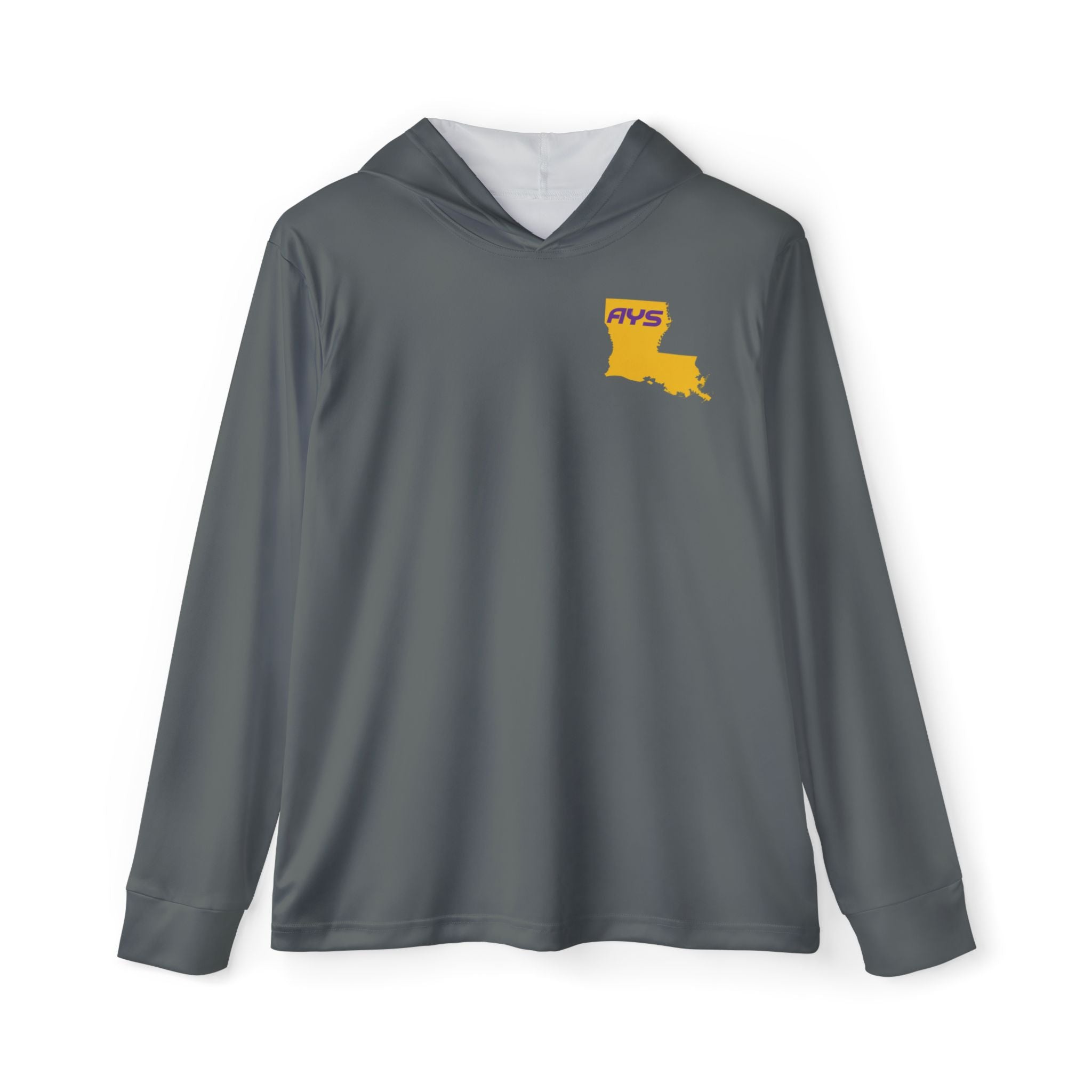 Dark Grey with Gold Louisiana AYS Men's Sports Warmup Hoodie (AOP)