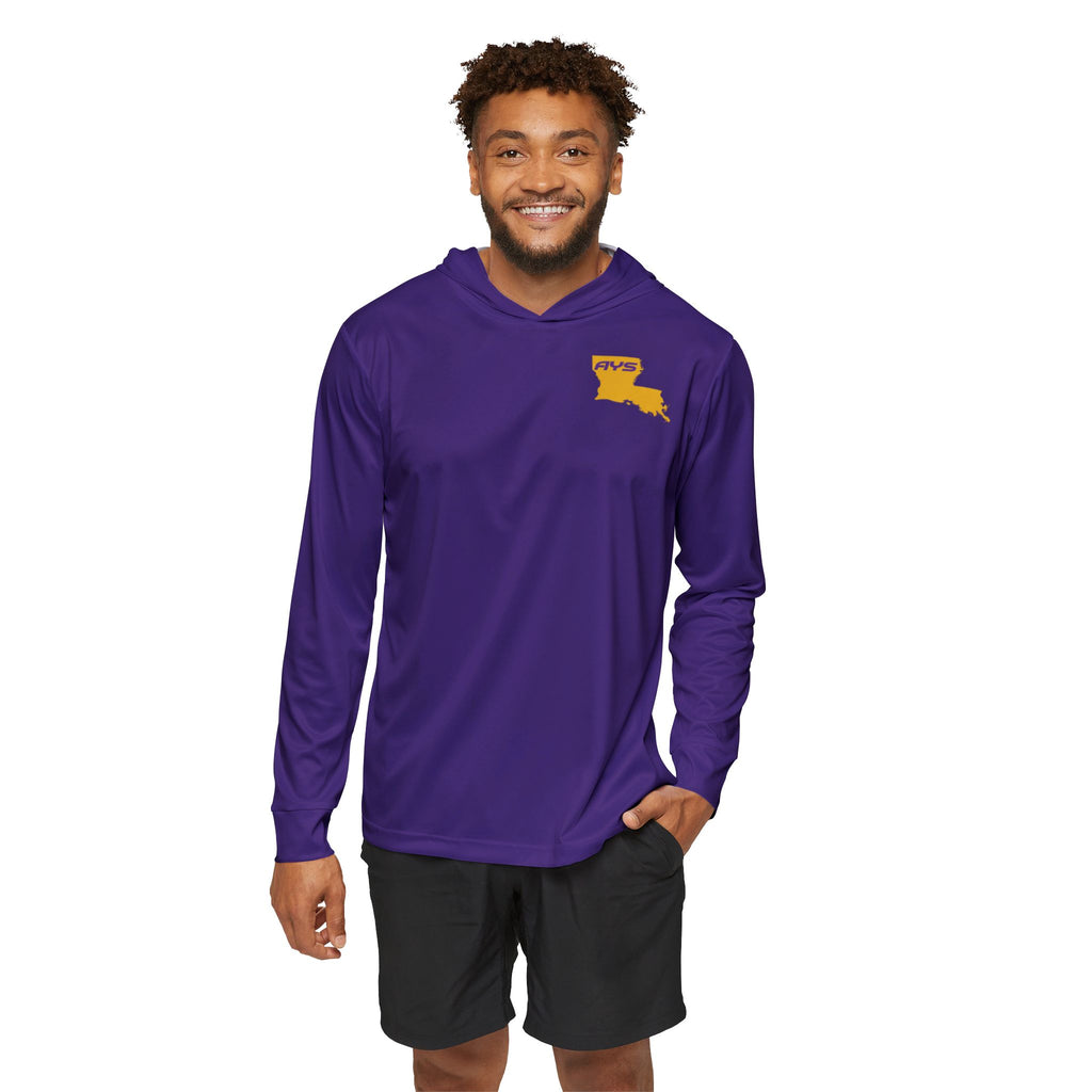 Purple with Gold Louisiana AYS Men's Sports Warmup Hoodie (AOP)