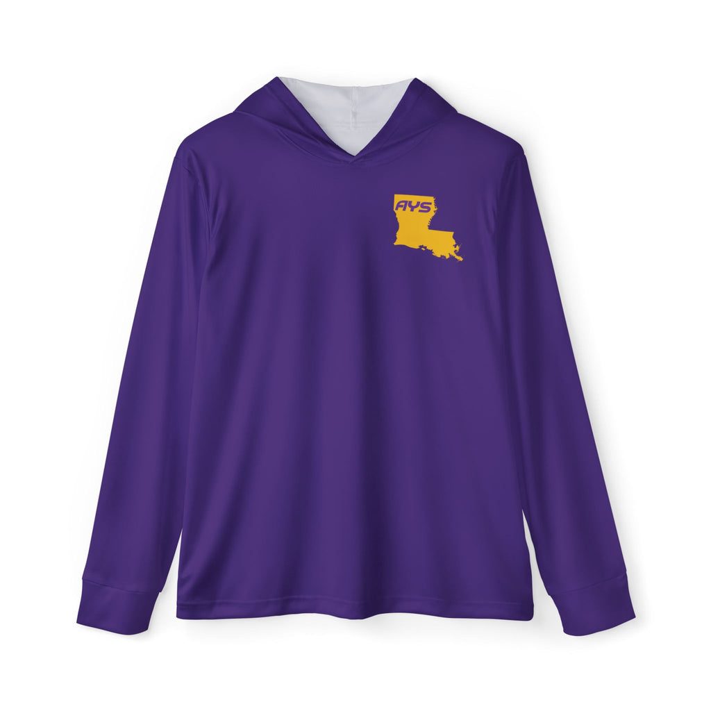 Purple with Gold Louisiana AYS Men's Sports Warmup Hoodie (AOP)