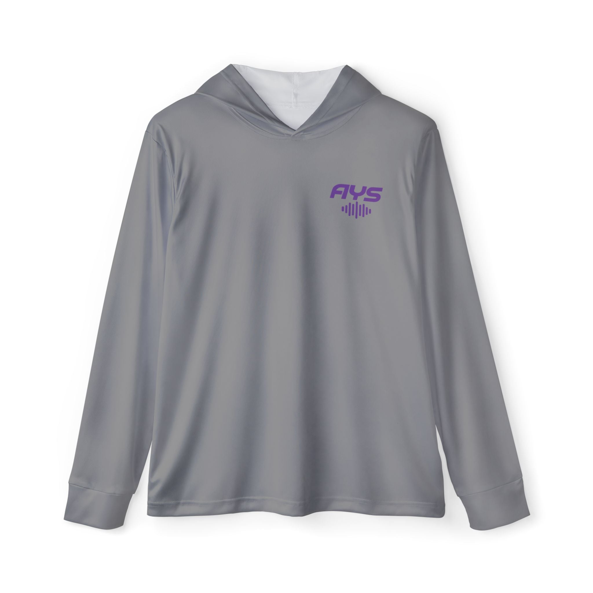 Grey AYS Purple Logo  Men's Sports Warmup Hoodie (AOP)