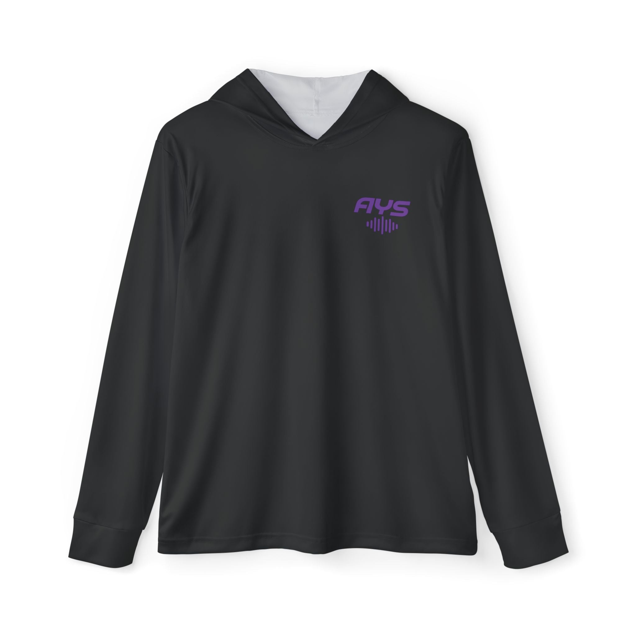 Black AYS Purple Logo Men's Sports Warmup Hoodie (AOP)