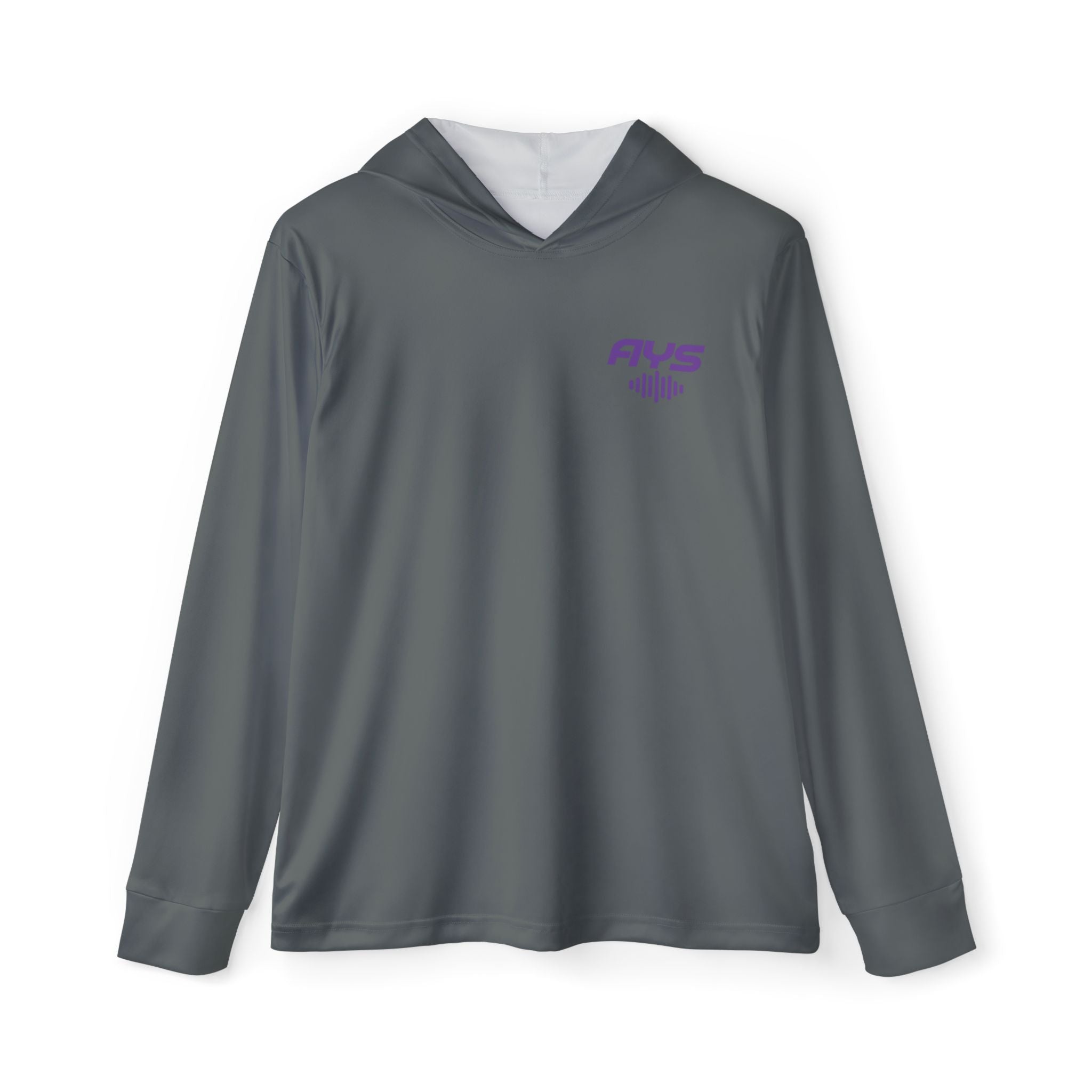 Dark Grey AYS Purple Logo  Men's Sports Warmup Hoodie (AOP)
