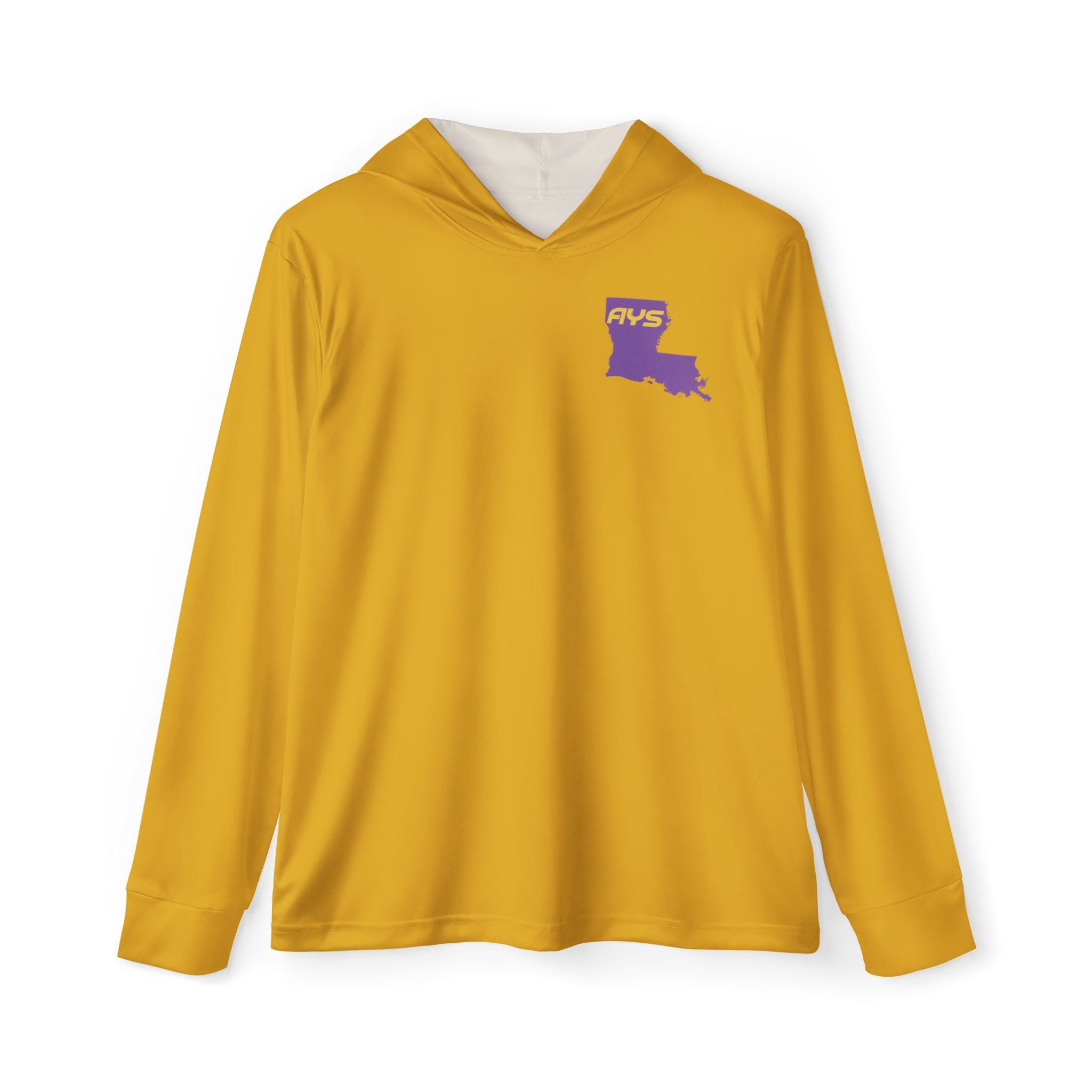 Gold with Purple Louisiana AYS Men's Sports Warmup Hoodie (AOP)