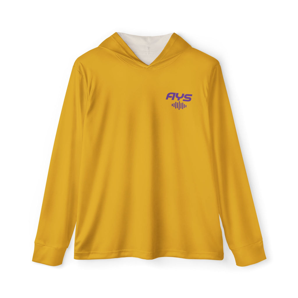 Gold AYS Purple Logo  Men's Sports Warmup Hoodie (AOP)