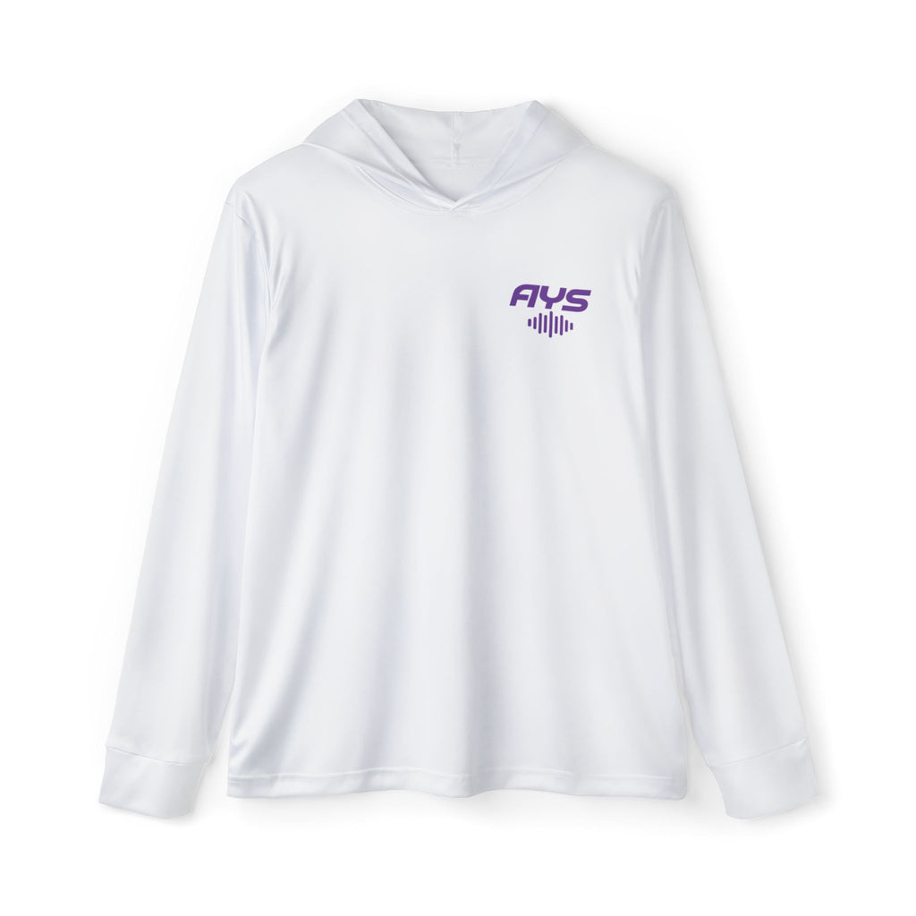 White AYS Purple Logo  Men's Sports Warmup Hoodie (AOP)