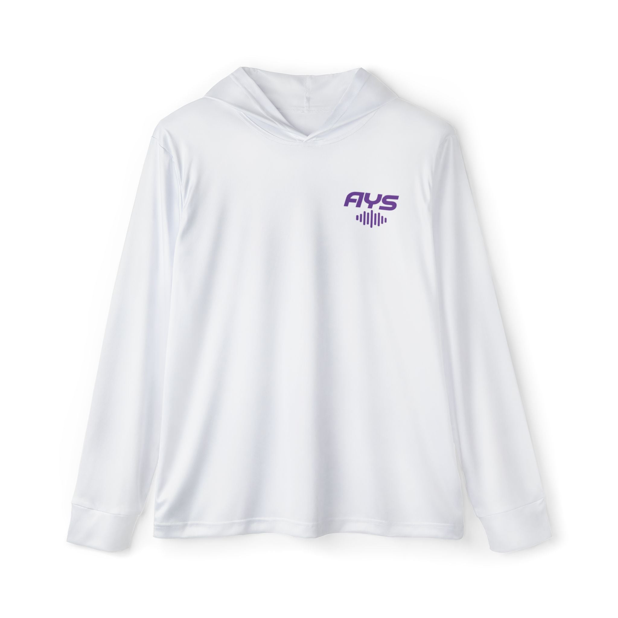 White AYS Purple Logo  Men's Sports Warmup Hoodie (AOP)