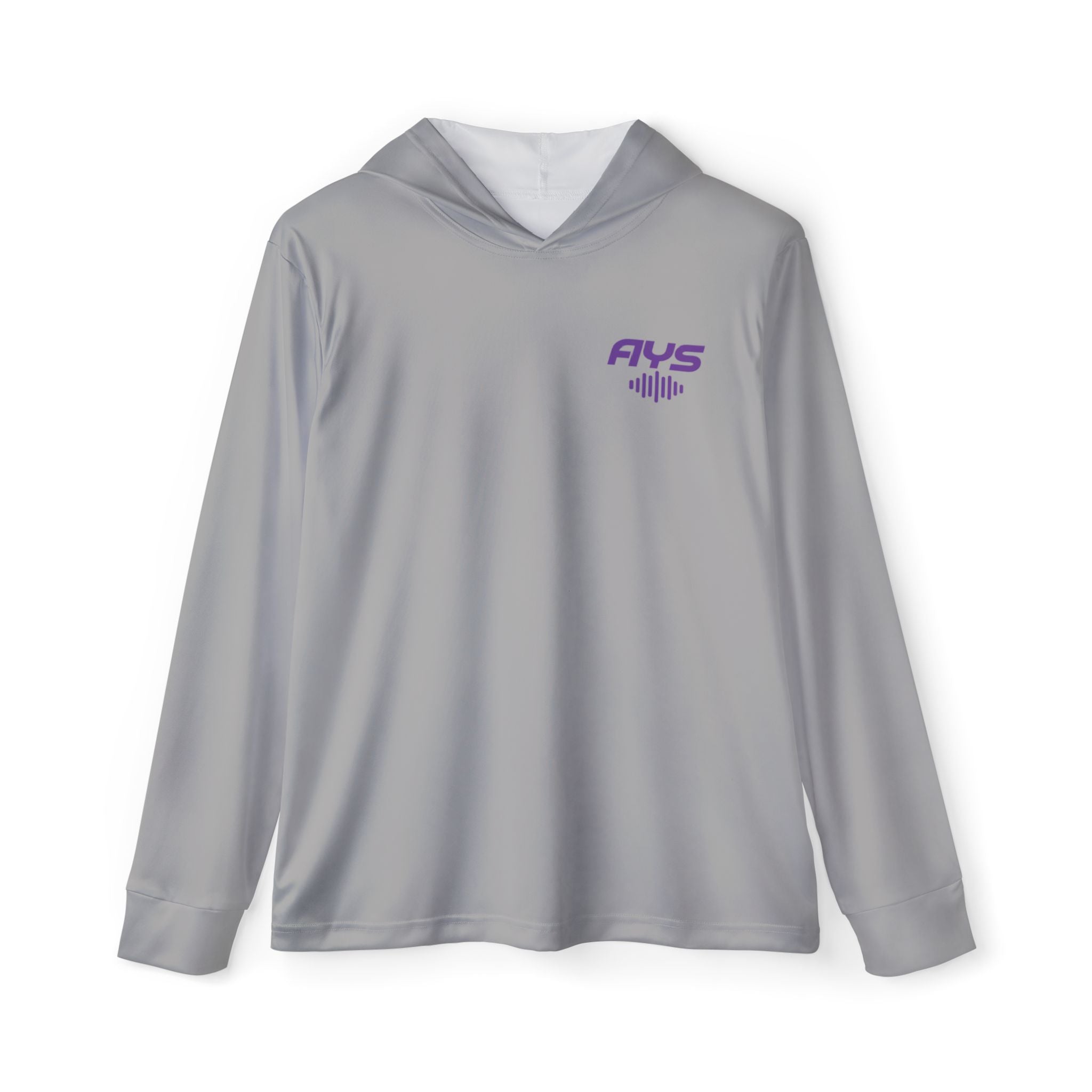 Light Grey AYS Purple Logo  Men's Sports Warmup Hoodie (AOP)