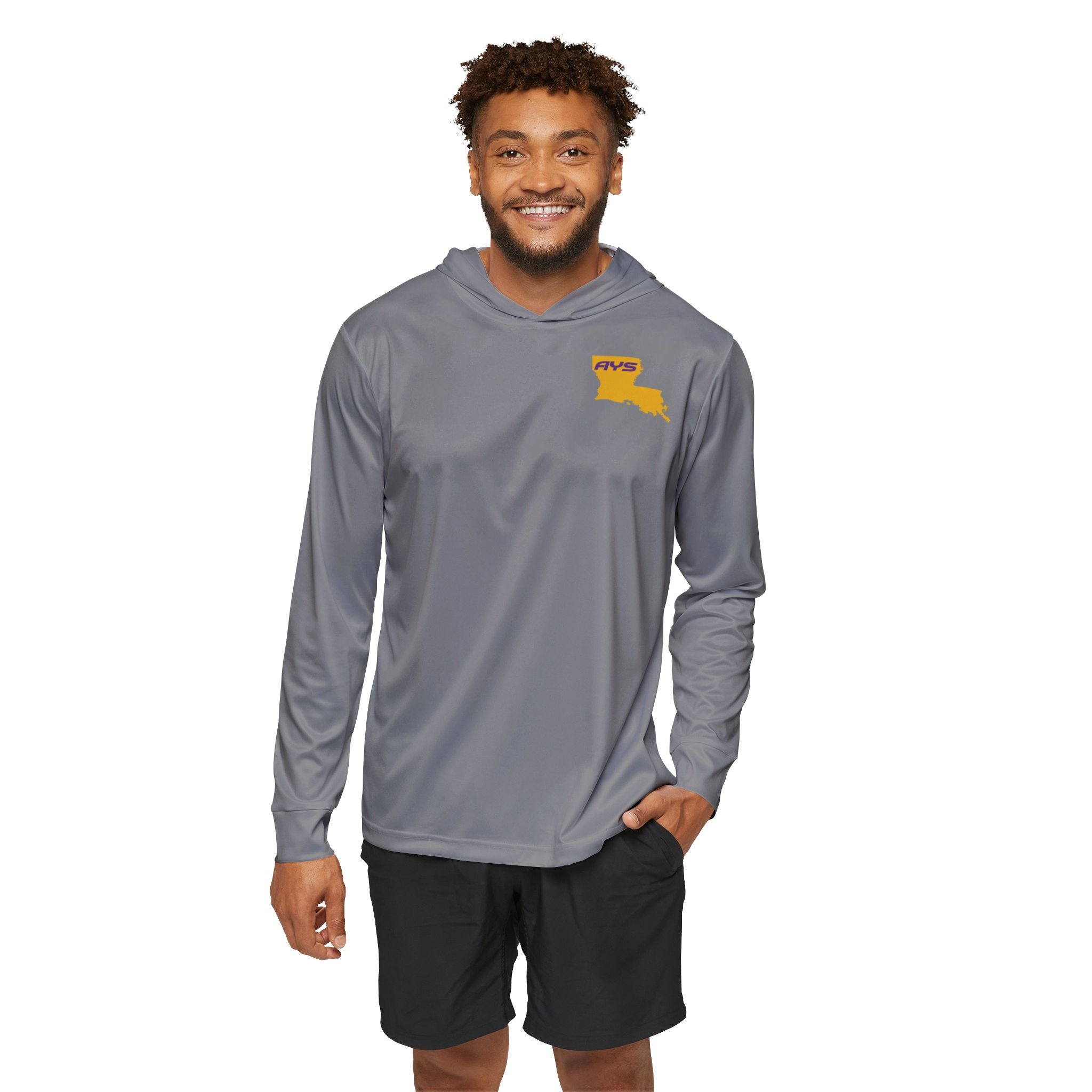 Grey with Gold Louisiana AYS Men's Sports Warmup Hoodie (AOP)